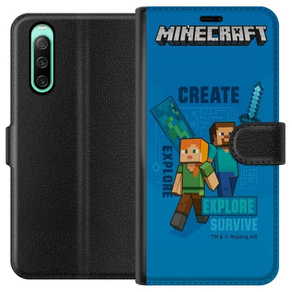 Sony Xperia 10 IV Lommeboketui Minecraft Grotter