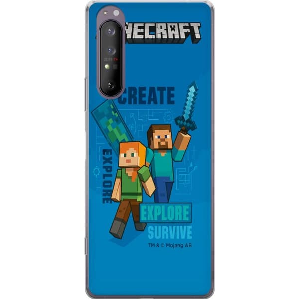Sony Xperia 1 II Läpinäkyvä kuori Minecraft Luolastot