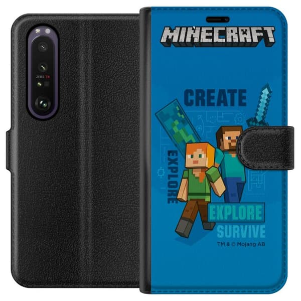 Sony Xperia 1 III Lommeboketui Minecraft Grotter