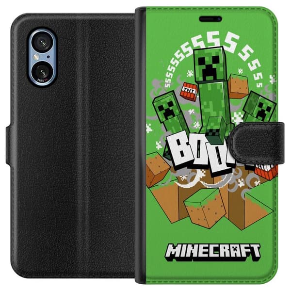 Sony Xperia 5 V Lompakkokotelo Minecraft Boom