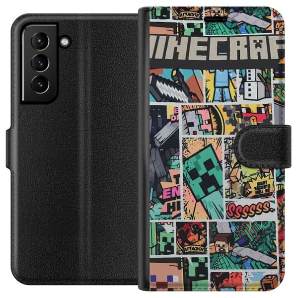 Samsung Galaxy S21+ 5G Lommeboketui Minecraft Kunsthåndverk