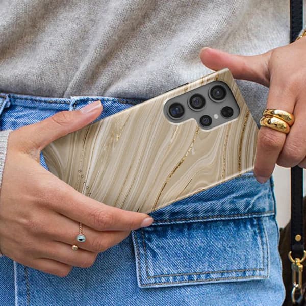 Coque för Samsung Galaxy S24 Ultra Elegant Mönster Full Glam Burga Guld