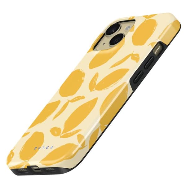 Coque MagSafe för iPhone 15 Plus Elegant Mönster Citron Tårta Burga Gul