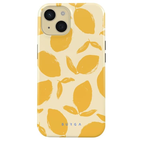 Coque MagSafe för iPhone 15 Plus Elegant Mönster Citron Tårta Burga Gul
