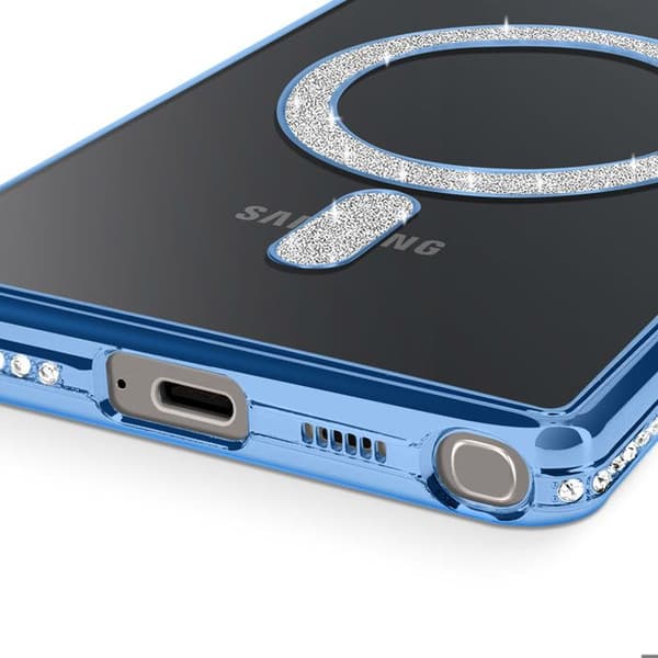 Coque Diamant för Samsung Galaxy S25 Ultra MagSafe Contour Strass Blå