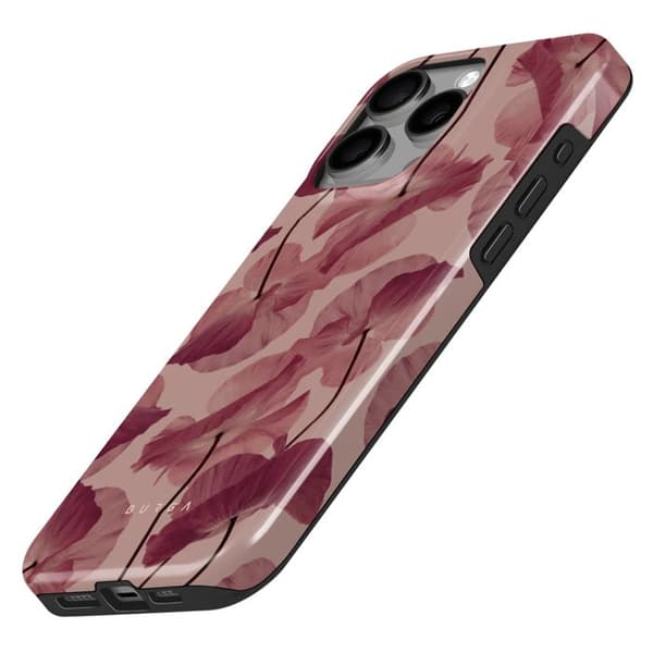 Coque för iPhone 15 Pro Max Elegant Mönster Tender Kiss Burga Bordeaux