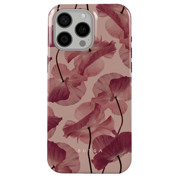 Coque för iPhone 15 Pro Max Elegant Mönster Tender Kiss Burga Bordeaux