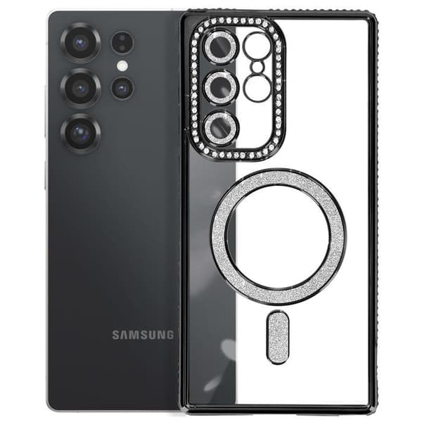 Coque Diamant för Samsung Galaxy S25 Ultra MagSafe Contour Strass Svart
