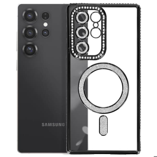 Coque Diamant för Samsung Galaxy S25 Ultra MagSafe Contour Strass Svart