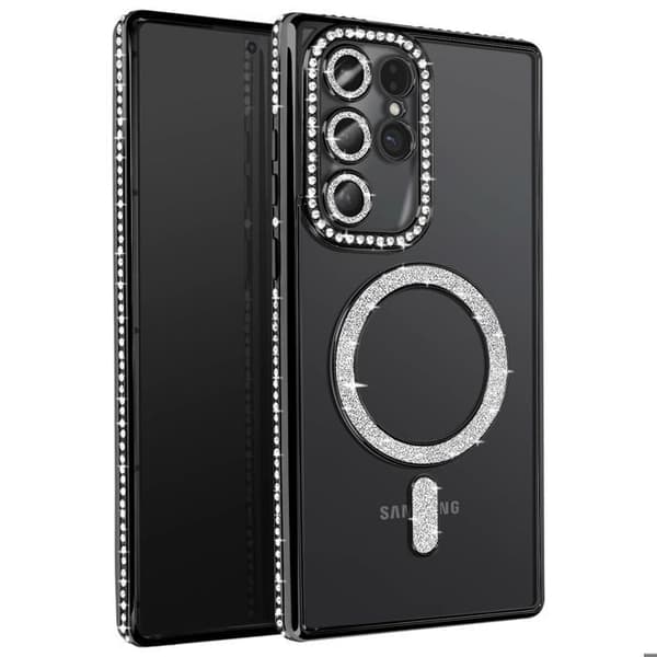 Coque Diamant för Samsung Galaxy S25 Ultra MagSafe Contour Strass Svart