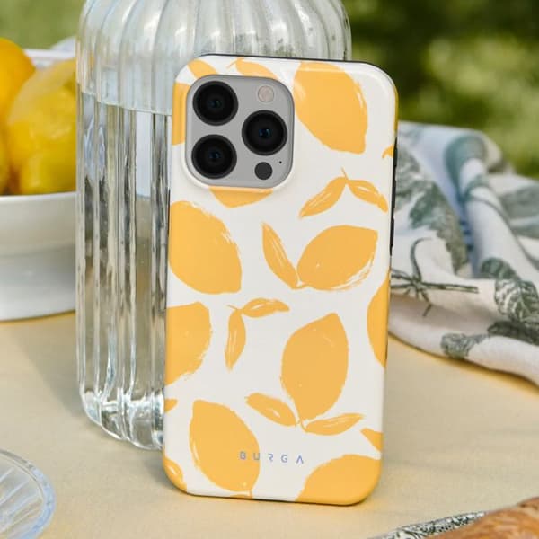 Coque MagSafe för iPhone 13 Pro Elegant Mönster Citrontart Burga Gul