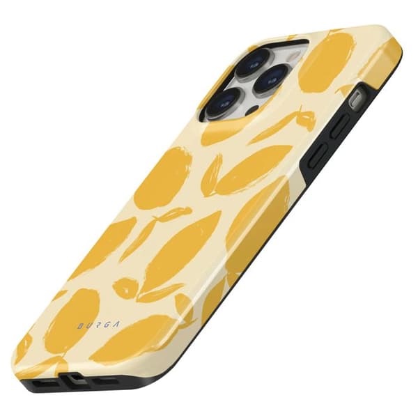 Coque MagSafe för iPhone 13 Pro Elegant Mönster Citrontart Burga Gul