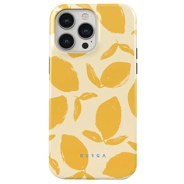 Coque MagSafe för iPhone 13 Pro Elegant Mönster Citrontart Burga Gul
