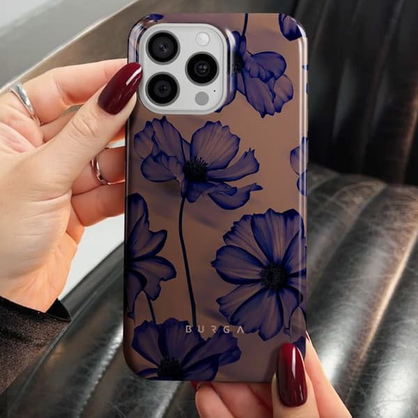 Coque MagSafe för iPhone 15 Pro Elegant Mönster Velvet Night Burga Mörklila
