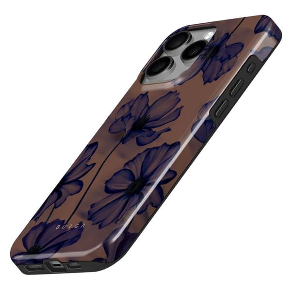 Coque MagSafe för iPhone 15 Pro Elegant Mönster Velvet Night Burga Mörklila