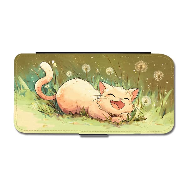Tecknad Skrattande Katt Samsung Galaxy A32 4G Flip Mobilfodral