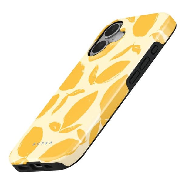Coque MagSafe för iPhone 16 Plus Elegant Mönster Citron Tart Burga Gul