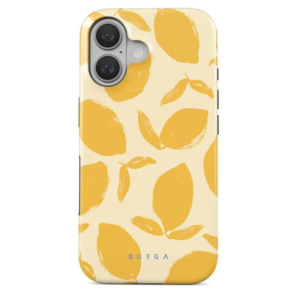 Coque MagSafe för iPhone 16 Plus Elegant Mönster Citron Tart Burga Gul