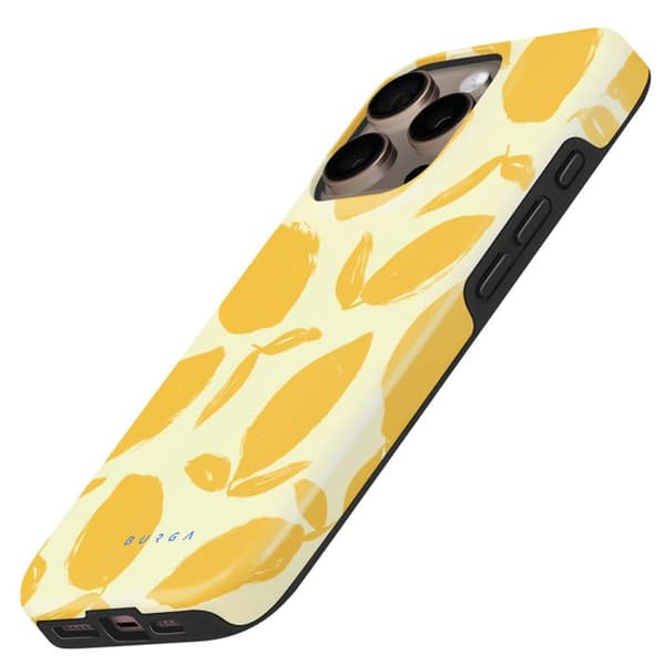 Coque MagSafe för iPhone 16 Pro Max Elegant Mönster Citron Tart Burga Gul