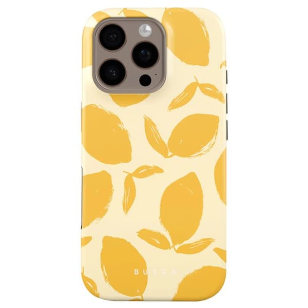 Coque MagSafe för iPhone 16 Pro Max Elegant Mönster Citron Tart Burga Gul