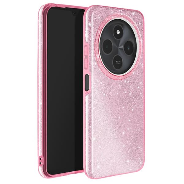Glittrande skyddsfodral för Xiaomi Redmi 14C Stöttålig Dammrosa