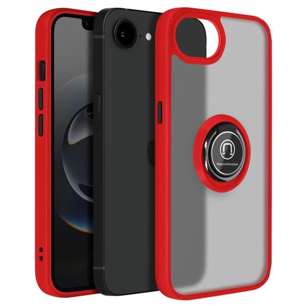 Coque för iPhone 16e Magnetisk Ring Röd