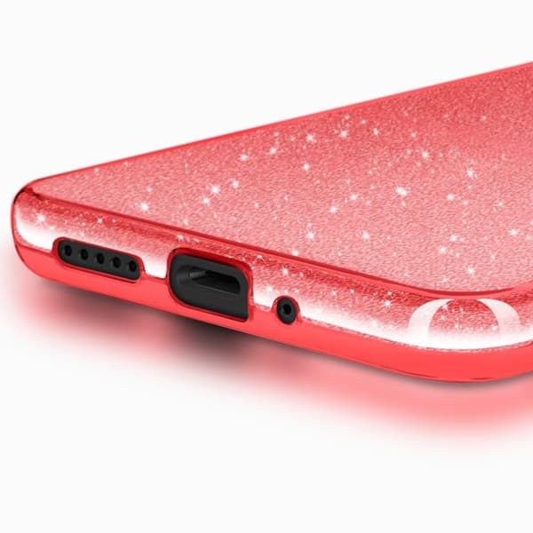 Glittrande Skyddsetui för Xiaomi Redmi 14C Chockresistent Röd