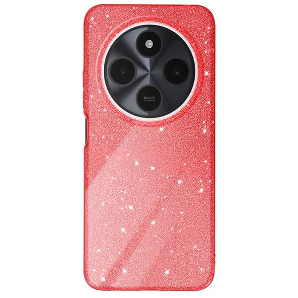 Glittrande Skyddsetui för Xiaomi Redmi 14C Chockresistent Röd