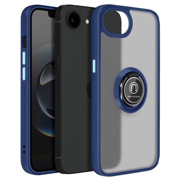 Coque för iPhone 16e Magnetring Blå