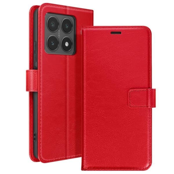 Etui för Xiaomi 14T Plånbok med Handledsrem Mayaxess Röd