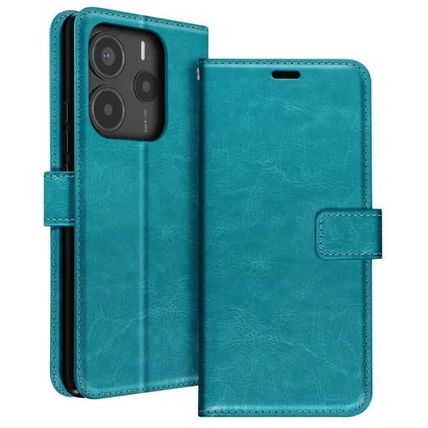 Étui för Xiaomi Redmi Note 14 5G Plånbok med Handrem Mayaxess Turkos