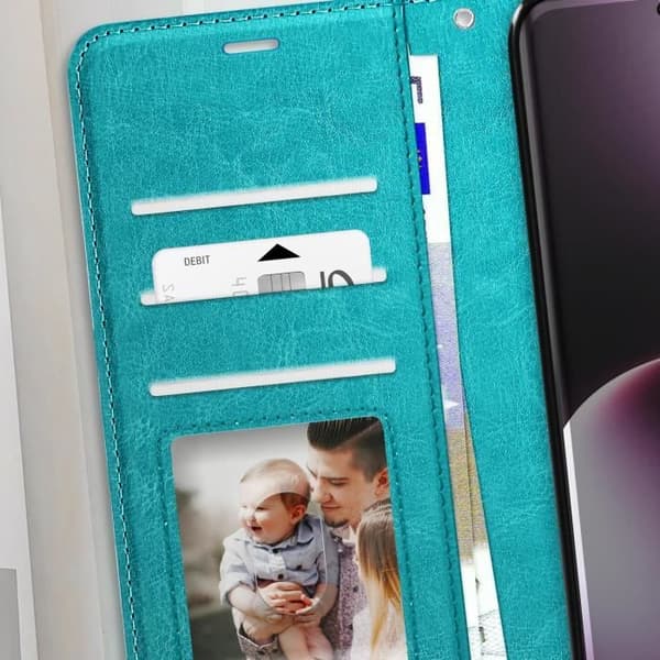 Plånboksetui för Honor Magic 7 Lite med handrem Mayaxess Turquoise