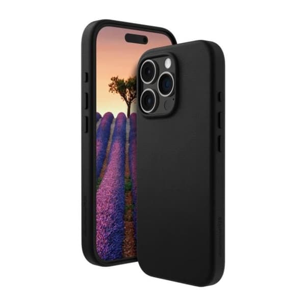 Skyddsfodral - DBRAMANTE1928 - iPhone 16 Pro - Svart läder - Förstärkt skydd - MagSafe