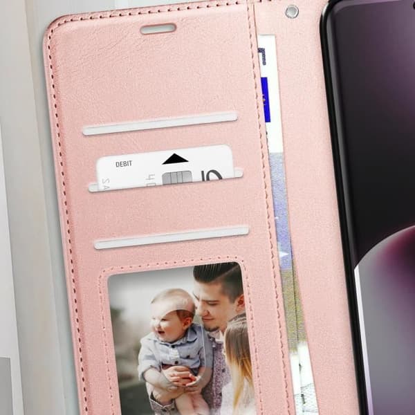 Fodral för Honor Magic 7 Lite Plånbok med Handrem Mayaxess Rosé Champagne