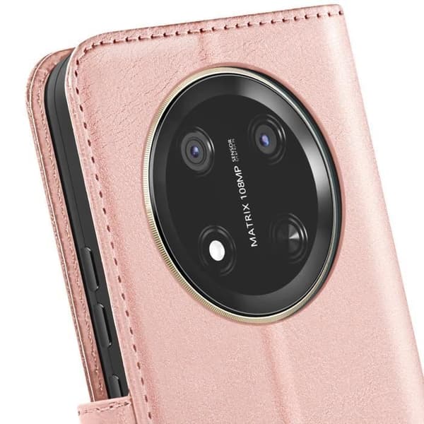 Fodral för Honor Magic 7 Lite Plånbok med Handrem Mayaxess Rosé Champagne
