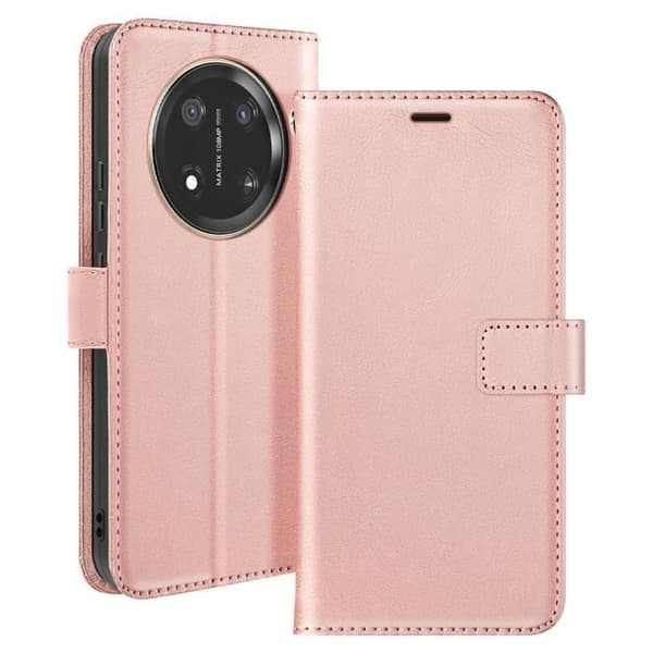 Fodral för Honor Magic 7 Lite Plånbok med Handrem Mayaxess Rosé Champagne