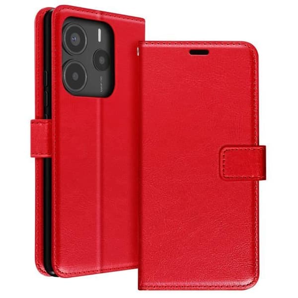 Fodral för Xiaomi Redmi Note 14 5G Plånbok med Handrem Mayaxess Röd
