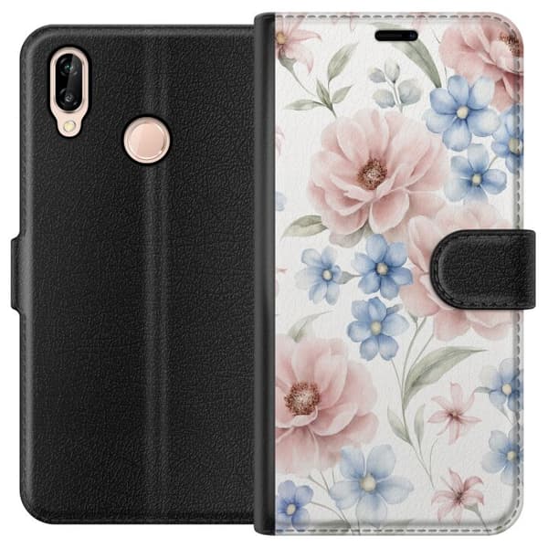 Huawei P20 lite Tegnebogsetui Romantiske blomster