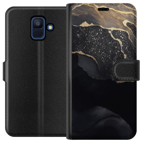 Samsung Galaxy A6 (2018) Lommeboketui Svart gull abstrakt