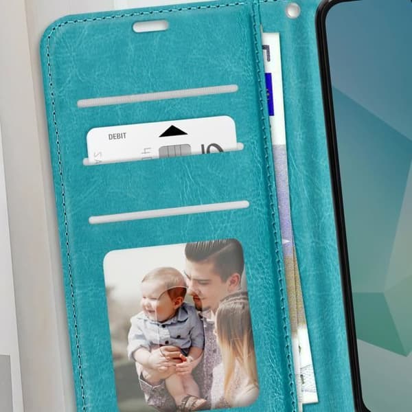 Étui för Samsung Galaxy A16 Plånbok med Handrem Mayaxess Turkos