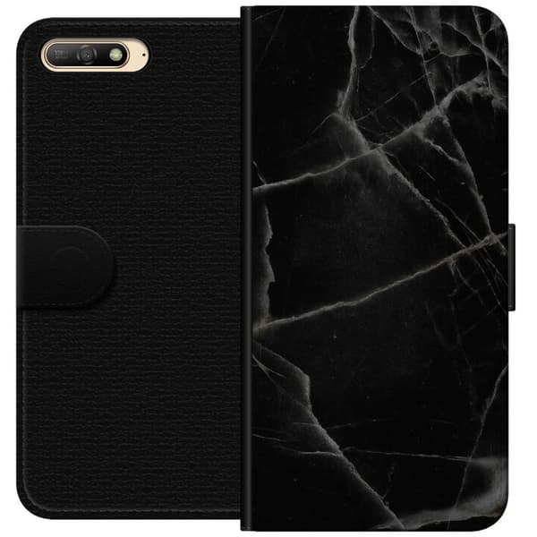 Huawei Y6 (2018) Plånboksfodral Svart marmor