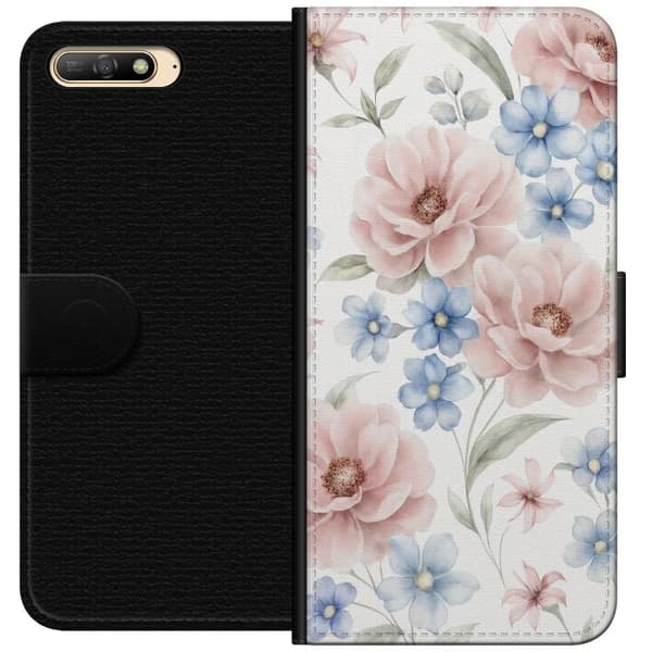 Huawei Y6 (2018) Tegnebogsetui Romantiske blomster