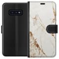 Miniatyrbillede 1 af 3: Samsung Galaxy S10e Tegnebogsetui Hvid marmor