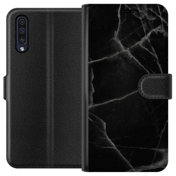 Samsung Galaxy A50 Lompakkokotelo Musta marmori