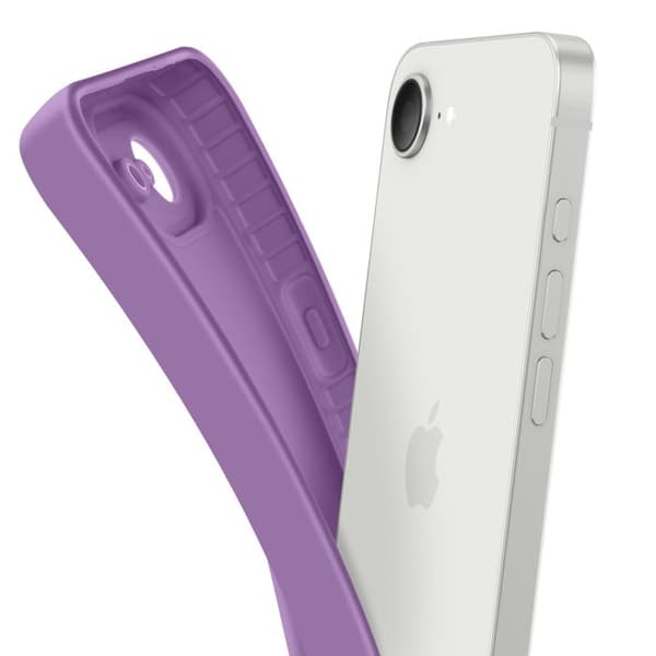 Skal för iPhone 16e - MÄRKE - Mjuk Silikon - Skyddad Kamerablomma - Lila - Elegant