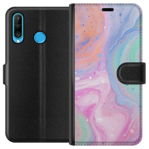 Huawei P30 lite Tegnebogsetui Pastelmarmor