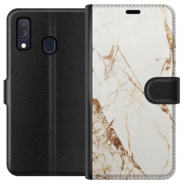 Samsung Galaxy A40 Tegnebogsetui Hvid marmor