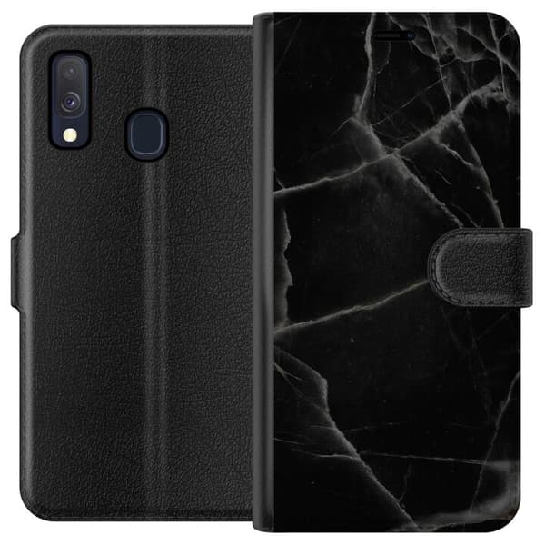 Samsung Galaxy A40 Plånboksfodral Svart marmor