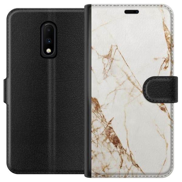 OnePlus 7 Tegnebogsetui Hvid marmor