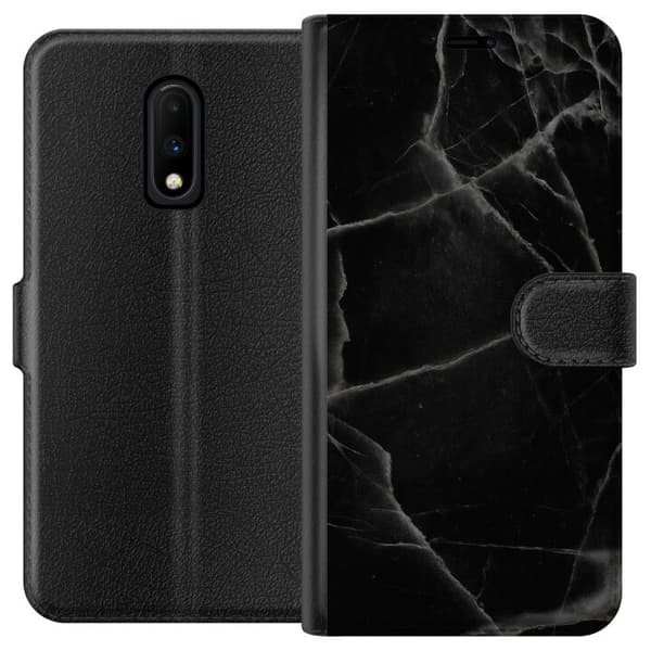 OnePlus 7 Tegnebogsetui Sort marmor